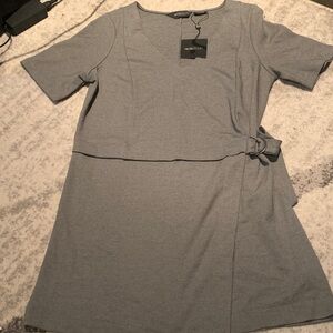 #012- Michel Studio  Gray Mini Dress with Side Buckle